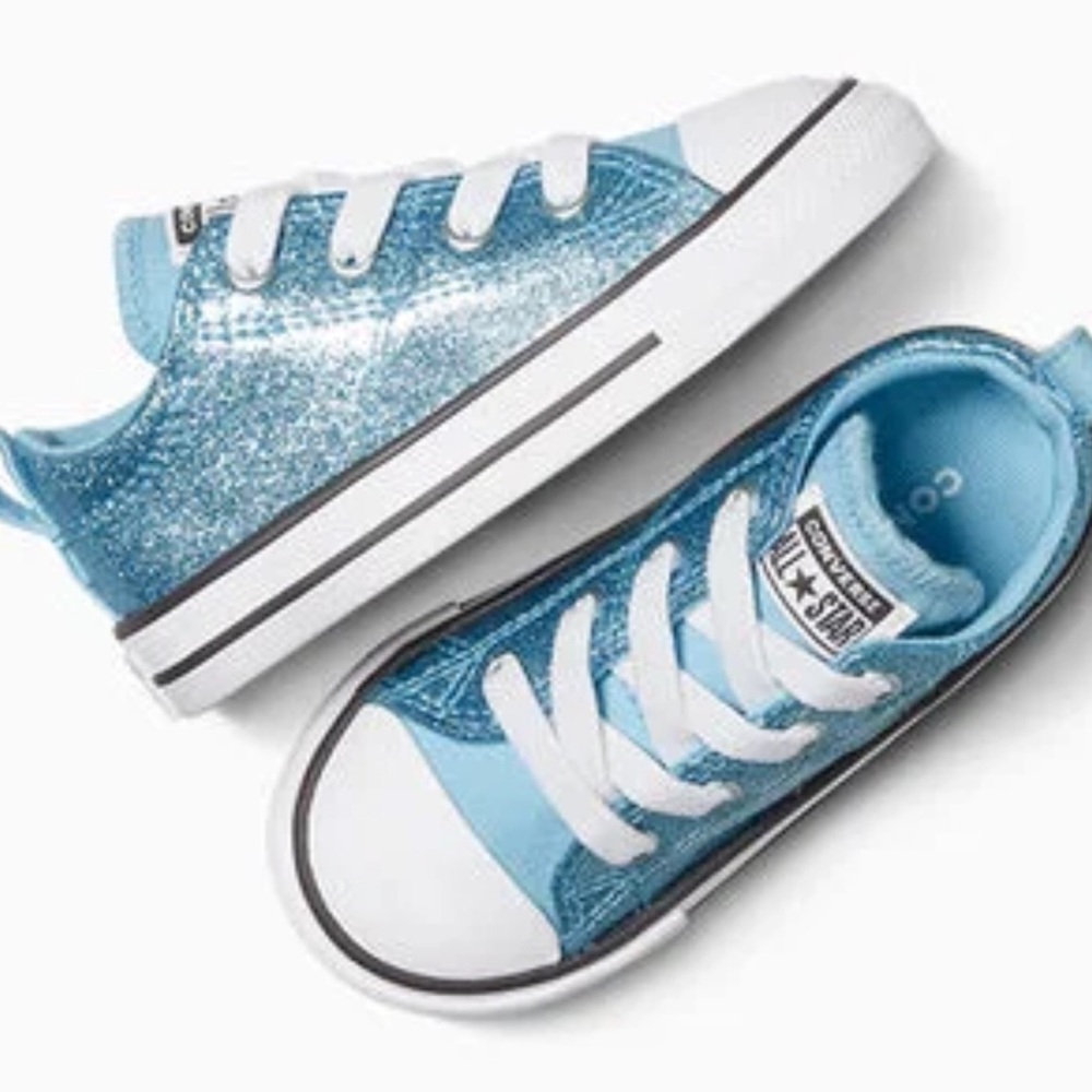 Converse Kids Light Blue Glitter Low Top Sneakers